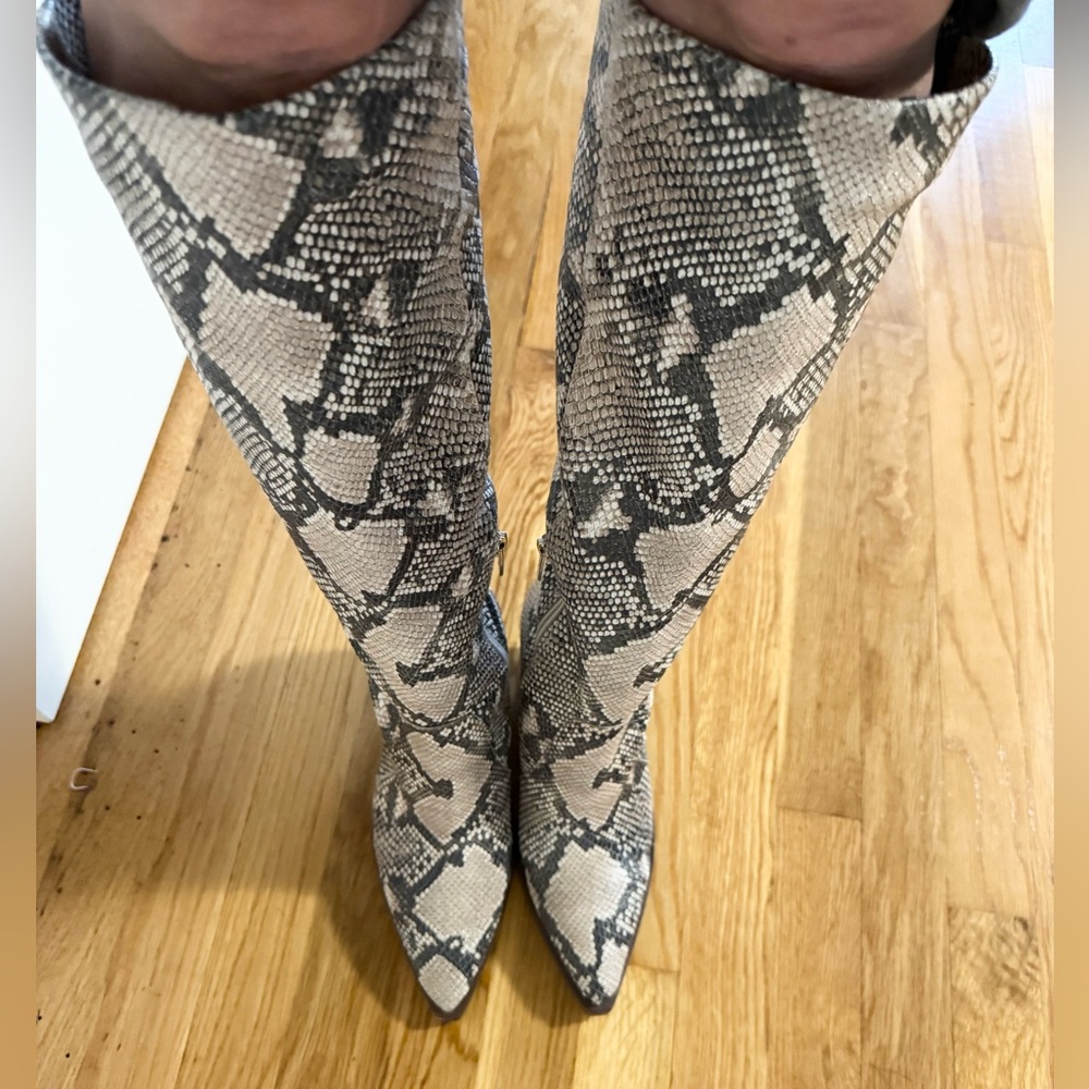 Vince Camuto Gravana Knee High Natural Snake Print Boots
